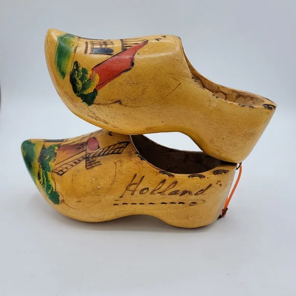 Dutch Wooden Clogs Handmade Holland Windmill MidCentury Souvenir Decor Vintage - Picture 9 of 14
